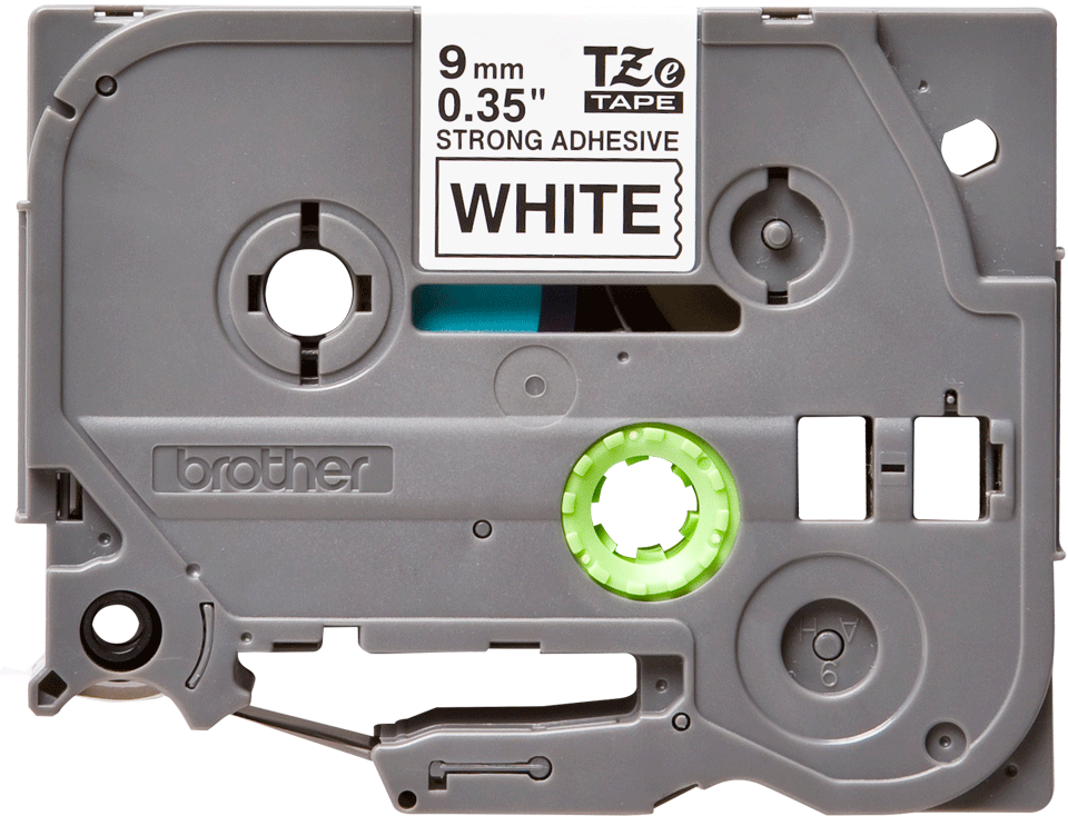 Originele Brother TZe-S221 sterk klevende label tapecassette - zwart op wit, breedte 9 mm 2